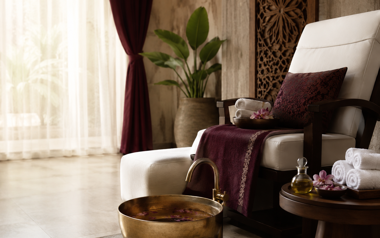 Suasana rawatan spa yang tenang